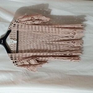 PPLA Clothing Short Sleeve Crochet  Vest size S  Tan, Preowned